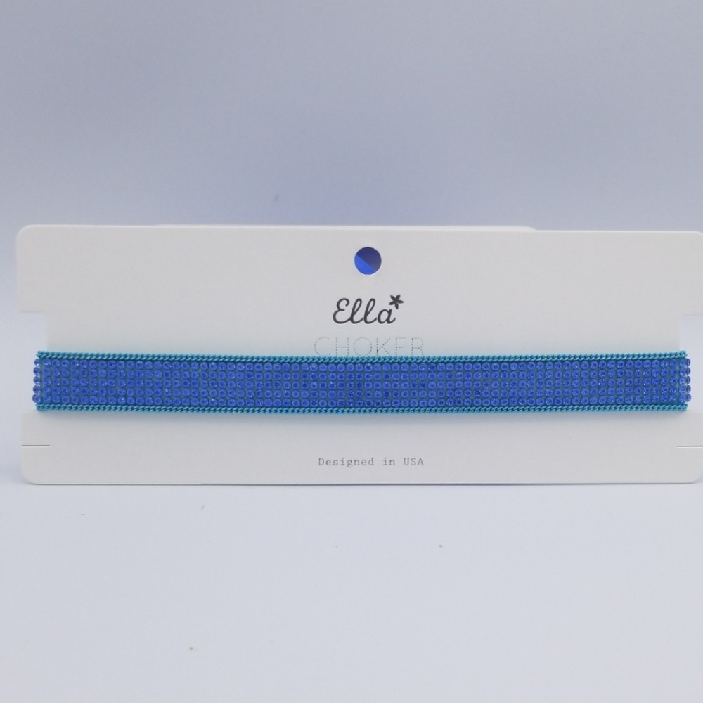Blue Rhinestone Choker